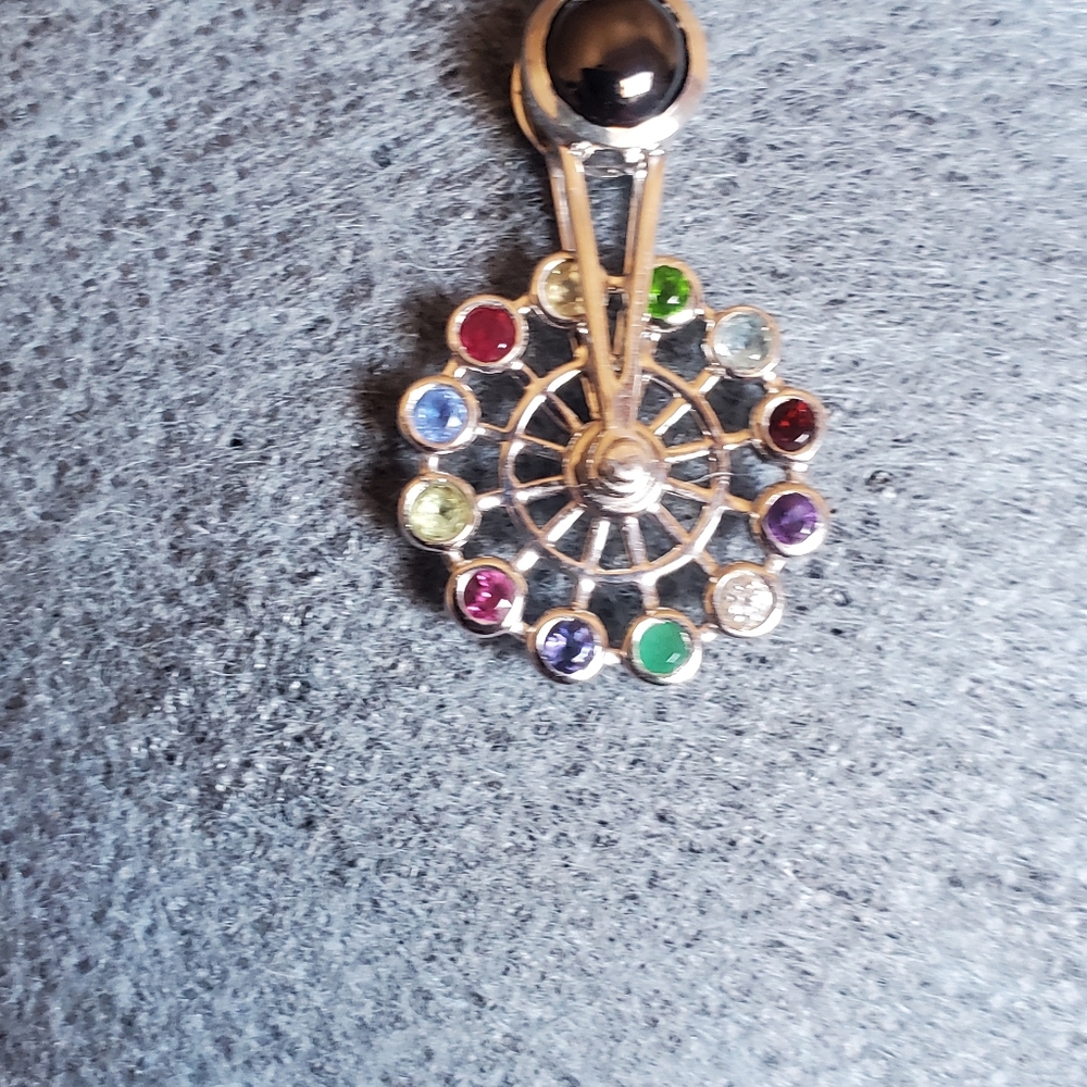 MULTIGEMSTONE Ferris wheel pendant necklace 1.75ctw platinum over sterli… - Picture 8 of 11